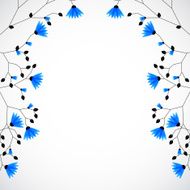 Abstract nature background tree with blue flowers N5