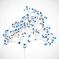 Abstract nature background tree with blue flowers N6
