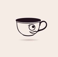 Vector smiling cartoon cup tea or coffee funny icon N2