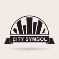 City logo buildings Silhouette Vector icon N2