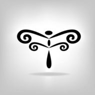 the stylized silhouette of a dragonfly
