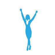 Business Woman Silhouette Excited Hold Hands Up