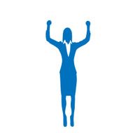 Business Woman Silhouette Excited Hold Hands Up N3