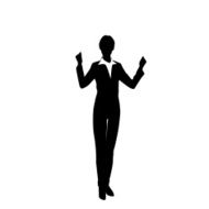 Business Woman Silhouette Excited Hold Hands Up N4