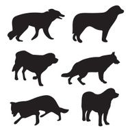 black silhouettes of dogs