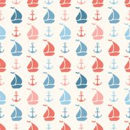 Seamless vector pattern of anchor sailboat shape and line N2