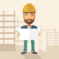 Construction worker holding the plan