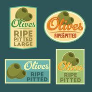 Set of vector ripe pitted Olives badges