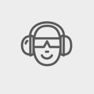 Head with headphone and sunglasses thin line icon N2