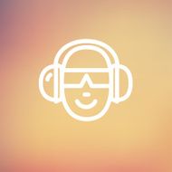 Head with headphone and sunglasses thin line icon N3