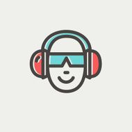 Head with headphone and sunglasses thin line icon N4