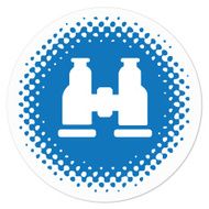 binoculars on halftone badge