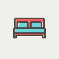 Double bed thin line icon N4