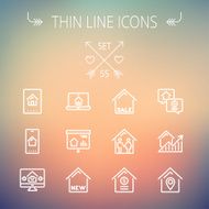 Real Estate thin line icon set