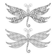 Vector Set of Abstract Dragonfly on White Background