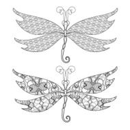 Vector Set of Abstract Dragonfly on White Background N2