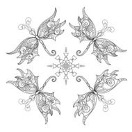 Vector Set of Abstract Dragonfly on White Background N3