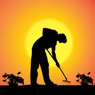 Vector silhouette of a gardener N23