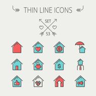 Real Estate thin line icon set N2