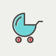 Baby stroller thin line icon N5
