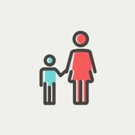 Mother and child thin line icon