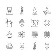Energy icons in art line style