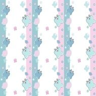 Seamless vertical striped pattern with butterflies