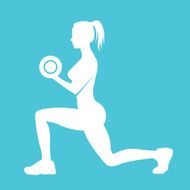 Fitness logo woman silhouette Woman holding dumbbells and doing exercise