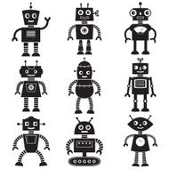 Vector robot silhouettes N2