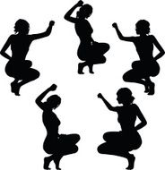 woman silhouette with hand gesture triumph sign