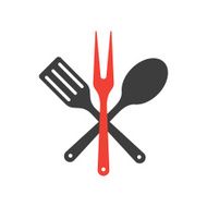 Icon of kitchen tools Fork spoon and fry shovel