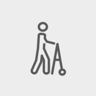 Disabled person with walker thin line icon N2