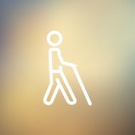 Man with stick thin line icon N2