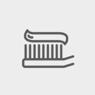 Toothbrush with toothpaste thin line icon