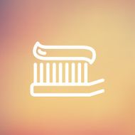 Toothbrush with toothpaste thin line icon N2