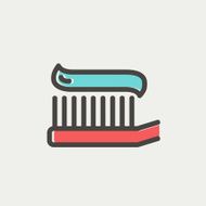 Toothbrush with toothpaste thin line icon N3