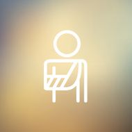Injured man in bandages thin line icon N2