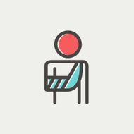 Injured man in bandages thin line icon N3