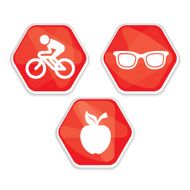 Red vector cancer prevention methods icons set