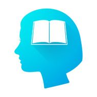 Woman head icon with a book N2
