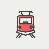 Front view of the train thin line icon