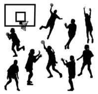 Female basketball silhouettes