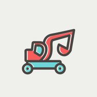 Excavator truck thin line icon N3
