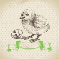 Vintage background with Easter chick