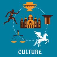 Culture Greece concept with flatl icons N2