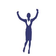 Business Woman Silhouette Excited Hold Hands Up N5