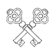 Crossed hand drawn keys design element vector