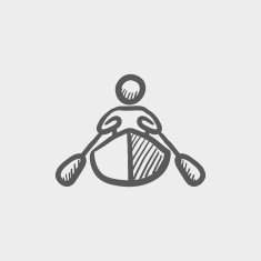 Man doing kayaking sketch icon