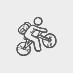 Mountain bike rider sketch icon