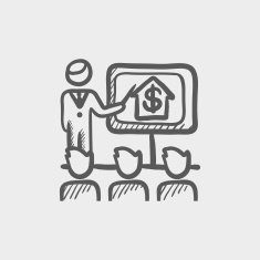 Real estate agent seminar sketch icon N2